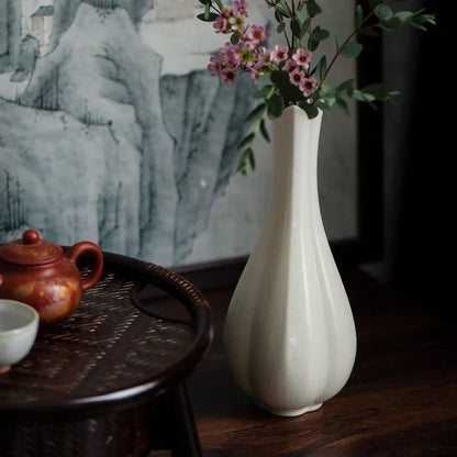 Handmade White Ceramic Tall Vase